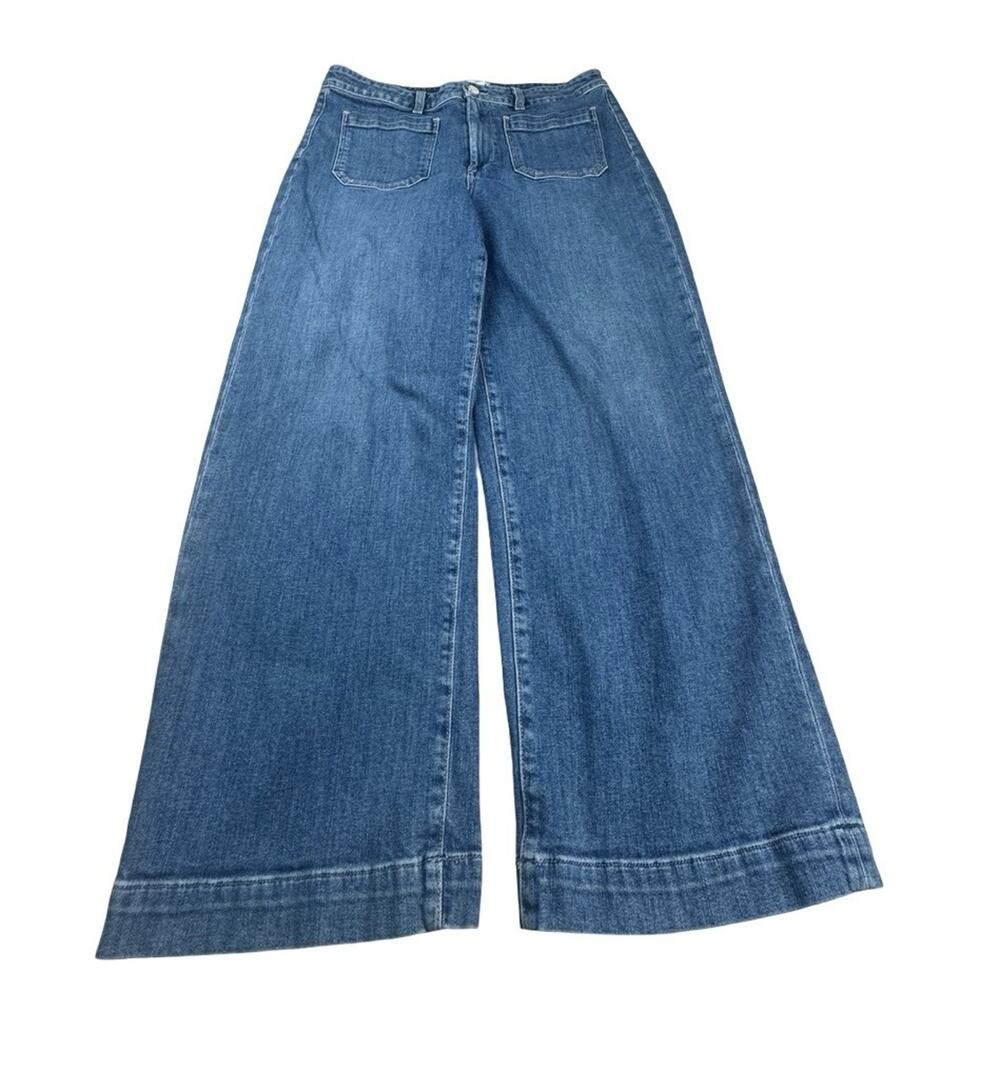 Paige Nellie Patch Pocket Cropped Wide Leg Jeans in Hyden Size 30